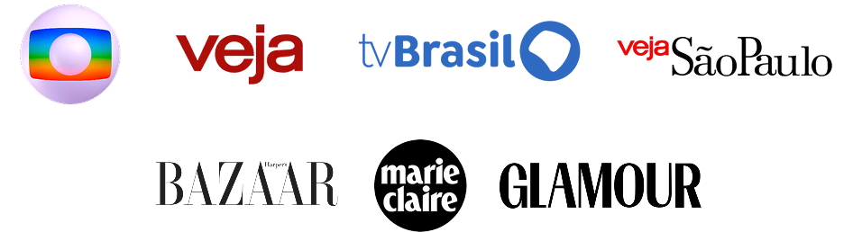 Veículos de imprensa: Globo, Veja, TV Brasil, Veja São Paulo, Harper's Bazaar, Marie Claire, Glamour